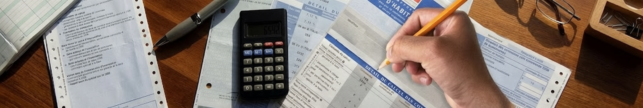 Calculatrice et documents fiscaux